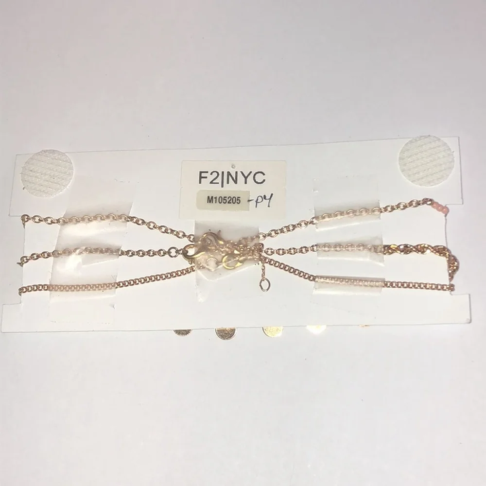 3 Gold Tone Pink Beaded Boho Ankle Bracelets